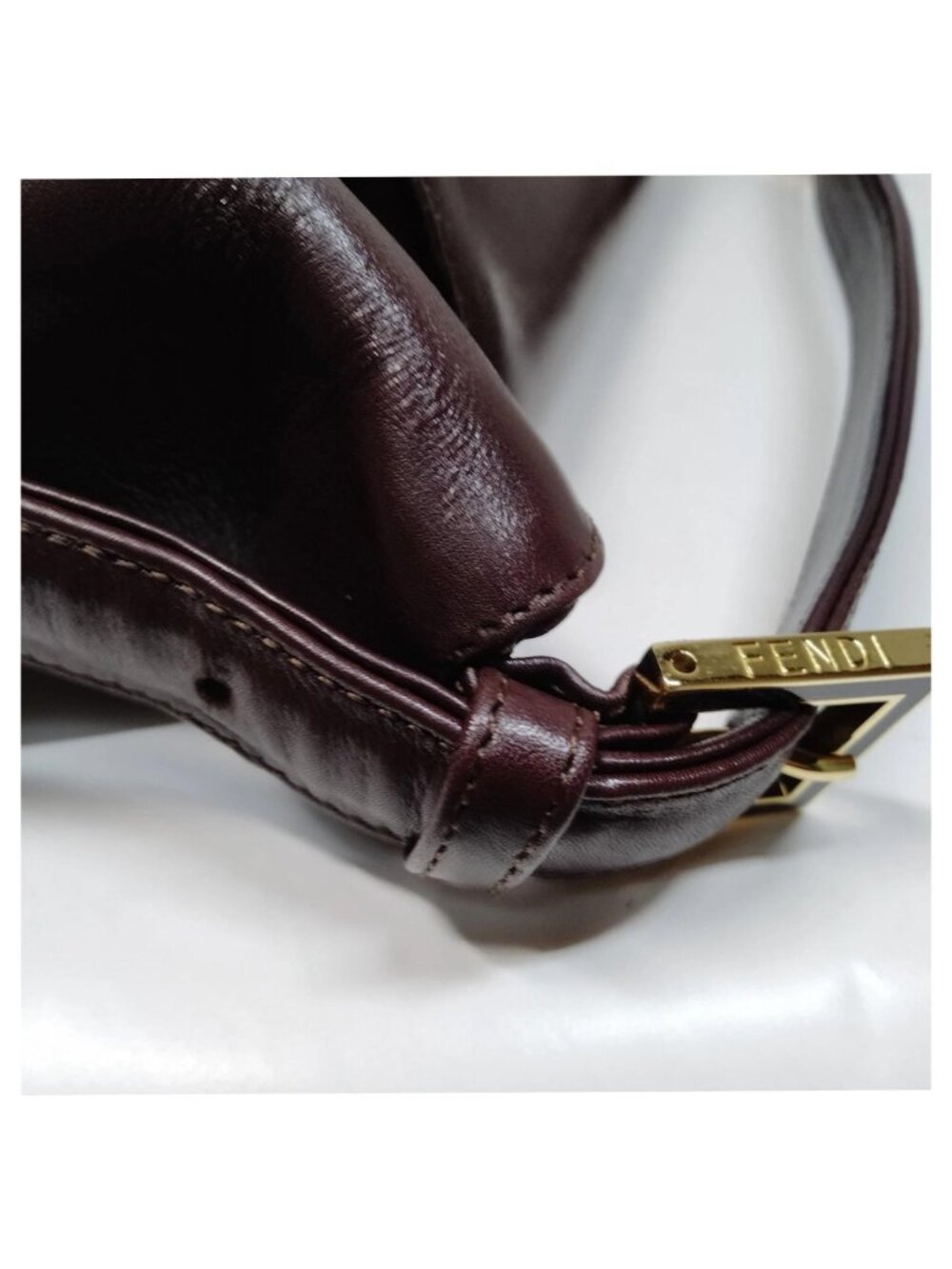 Authentic Fendi Vintage Burgundy Leather Shoulder Bag Luxury Designer Handbag - Picture 9 of 16